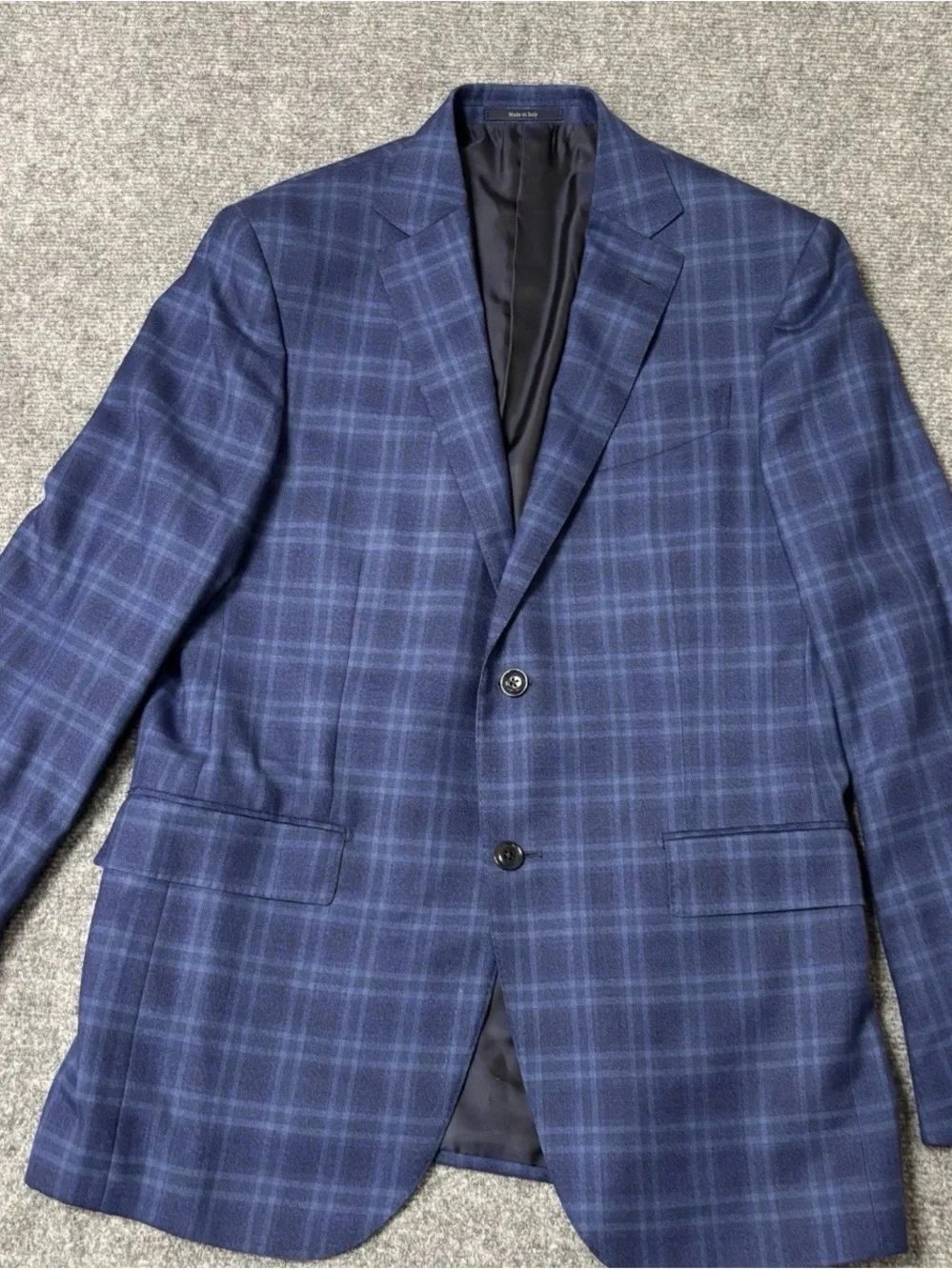 Ermenegildo Zegna Men’s Blue Checkered Wool Blazer Sz 7-50R